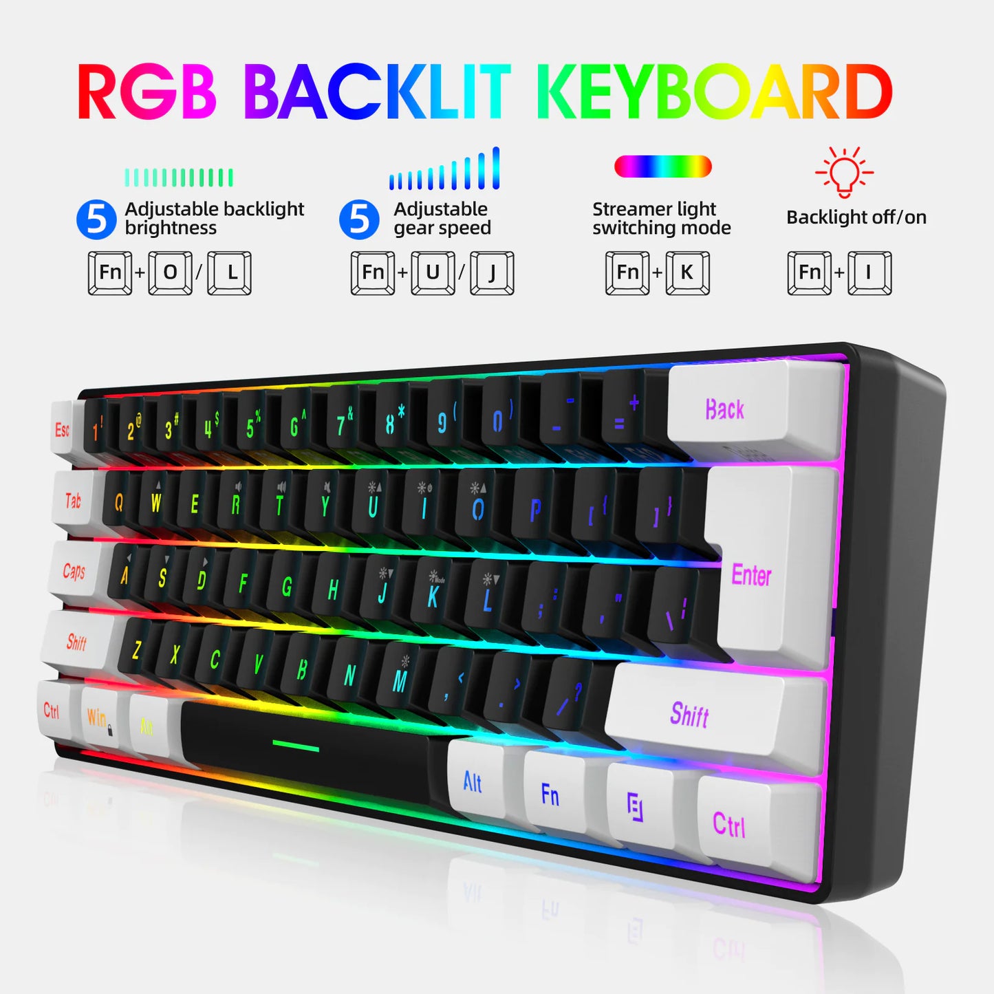 Simple Wired 61-Key Membrane Gaming Keyboard