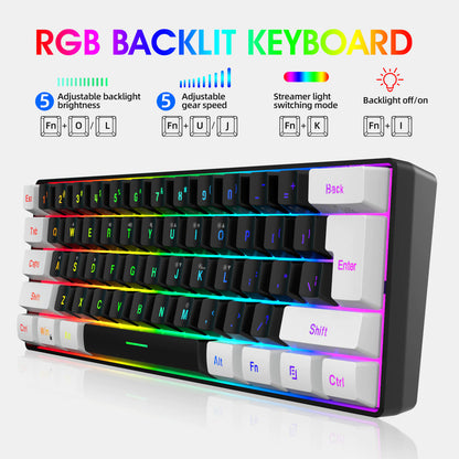Simple Wired 61-Key Membrane Gaming Keyboard