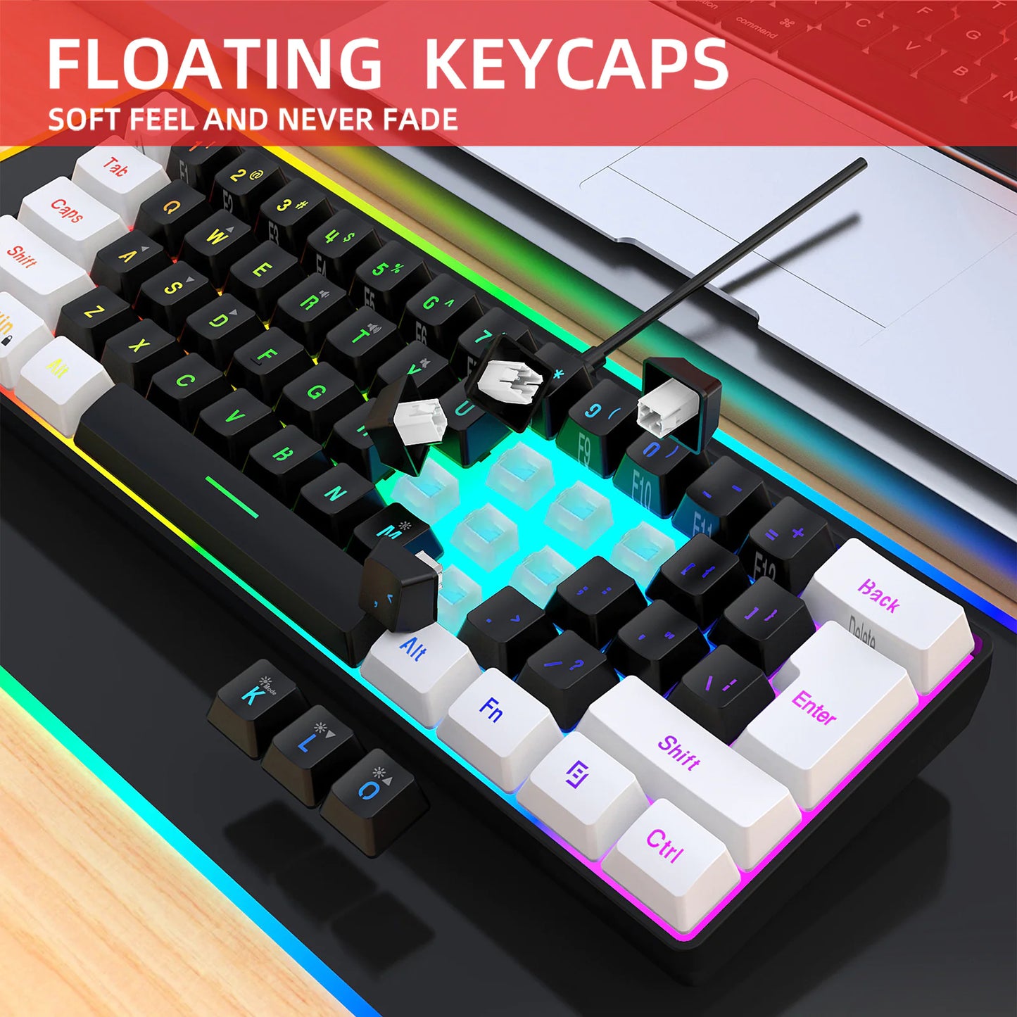 Simple Wired 61-Key Membrane Gaming Keyboard