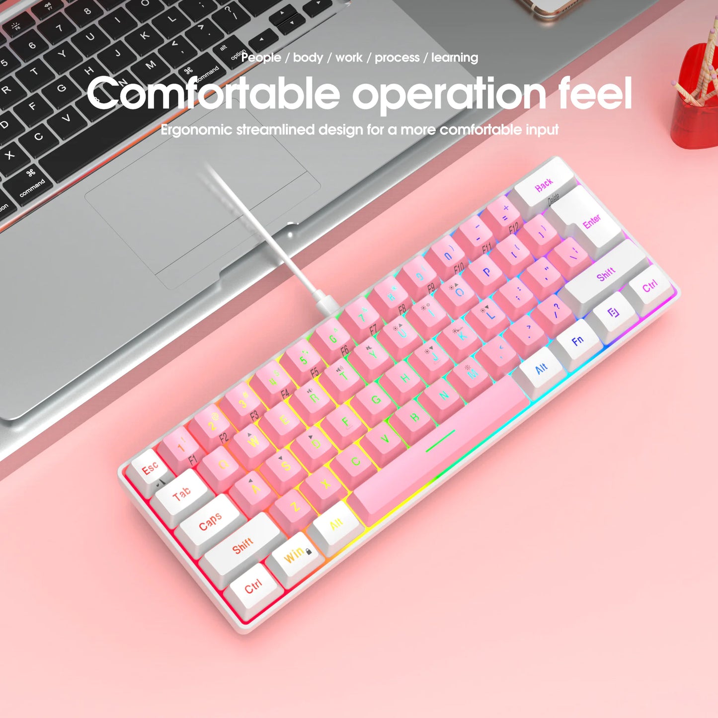 Simple Wired 61-Key Membrane Gaming Keyboard